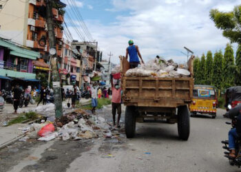 १२ दिनपछि उठाउन थाल्यो बिर्तामोडको फोहोर