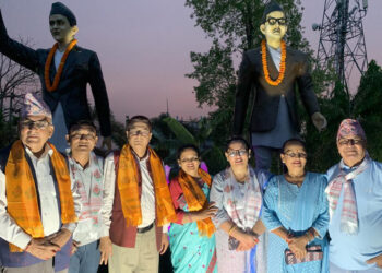 काँकरभिट्टामा ठडियो विपी र पुष्पलालको शालिक