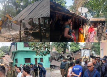 सरकारी जग्गामा बनेको घर, टहरा डोजर लगाएर भत्काइयो