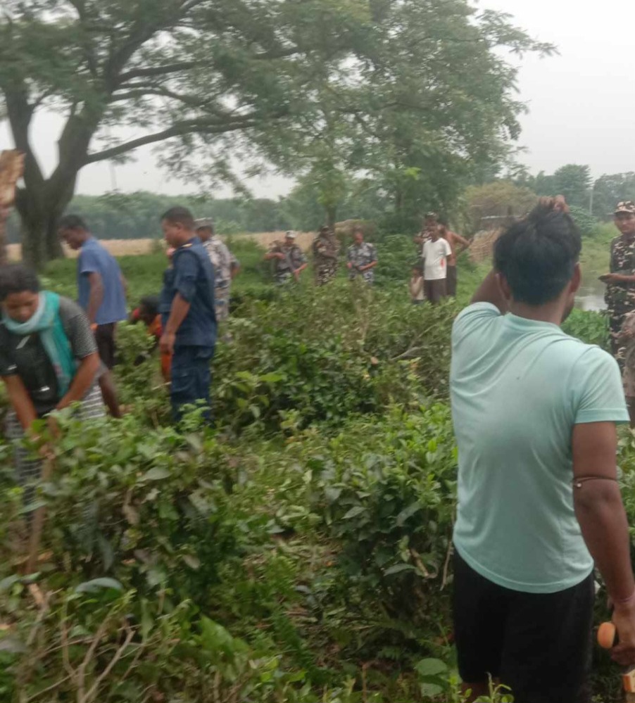 भारतीय सुरक्षाकर्मीले पाठामारीकाे दशगजाका चियाका बाेटहरू हटायाे