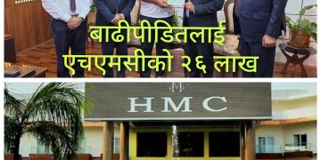 एचएमसीले दियाे बाढीपीडितलाई २६ लाख