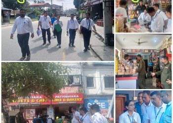 धुलाबारी बजारका खाद्यान्न पसलहरूमा अनुगमन